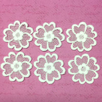 6x Xtra Large White Flower 50-55mm Embroidered Guipure Sew on Applique Patch