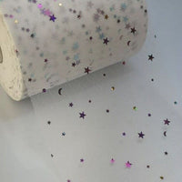 3x Yards 150mm Sequin Star Moon & Star Ribbon Tulle Sparkling Mesh for Crafts