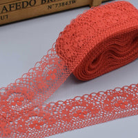 2x Yards Bright Coloured 40mm Wide Scalloped Polyester Floral Lace Trim