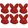 6x Glitter 51mm Bunny w/ Non Woven Fabric Backing & Sponge Inside Sew On Patch