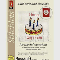 1x Mouseloft Stitchlets Celebration Card Mini Cross Stitch Kit with Cards