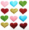 12x 35mm Glitter Heart  w/ Non Woven Fabric Backing & Sponge Inside Sew On Patch