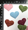 12x 35mm Glitter Heart  w/ Non Woven Fabric Backing & Sponge Inside Sew On Patch