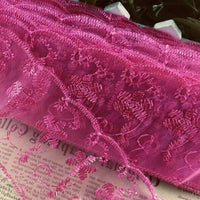 2x Yards Bright Coloured 65mm Wide Scalloped Polyester Lace Trim