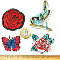 1x Set Multi Pcs Birds & Flowers Theme Sew-On Iron-On Embroidered Patches