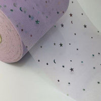 3x Yards 150mm Sequin Star Moon & Star Ribbon Tulle Sparkling Mesh for Crafts