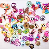 50x Mix Design Flowers, Butterflies, Animals etc.Wood Buttons for Craft & Sewing