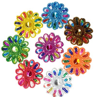 Set of 2pcs Extra Large 60mm Flower with Sequin Iron On Sew on Applique Patch