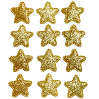 12x 35mm Glitter Star w/ Non Woven Fabric Backing & Sponge Inside Sew On Patch