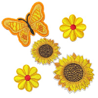 1x Set Multi Pcs Flower & Butterfly Theme Sew-On Iron-On Embroidered Patches