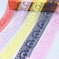 2x Yards Bright Coloured 40mm Wide Scalloped Polyester Floral Lace Trim