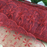 2x Yards Bright Coloured 65mm Wide Scalloped Polyester Lace Trim