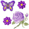 1x Set Multi Pcs Flower & Butterfly Theme Sew-On Iron-On Embroidered Patches