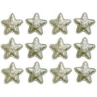 12x 35mm Glitter Star w/ Non Woven Fabric Backing & Sponge Inside Sew On Patch