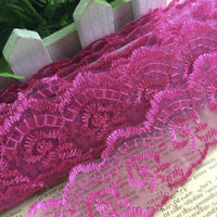 2x Yards Bright Coloured 40mm Wide Scalloped Polyester Lace Trim