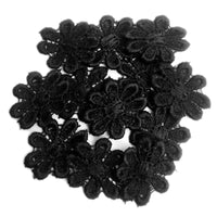 24x Black Daisy Flower Embroidered 25mm Guipure Sew on Applique Patch