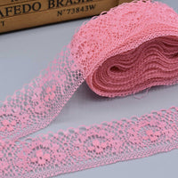 2x Yards Bright Coloured 40mm Wide Scalloped Polyester Floral Lace Trim