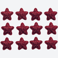 12x 35mm Glitter Star w/ Non Woven Fabric Backing & Sponge Inside Sew On Patch