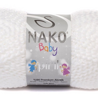 1x Nako Baby Piril 94% Premium Acrylic 6% Metallic Polyester 50g Yarn