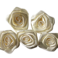 10x Handmade 25mm Satin Rose Flower Appliqué Sewing Craft