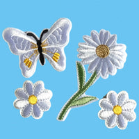 1x Set Multi Pcs Flower & Butterfly Theme Sew-On Iron-On Embroidered Patches