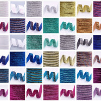 5x Yards 10mm Glitter Sparkly Velvety Polyester Ribbon - Pick Your Colour