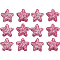 12x 35mm Glitter Star w/ Non Woven Fabric Backing & Sponge Inside Sew On Patch