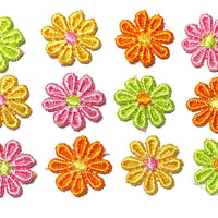 24x Multicolour Daisy Flower AC09 Embroidered 25mm Motiff Sew-On Applique Patch