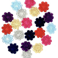 24x Multi Colour Daisy Flower Machine Embroidered 25mm Sew-On Applique Patchi