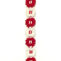 2x Yards 15mm White and Red Flower Machine Embroidered Lace Trim