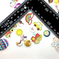 50pcs Wood Buttons Kids and Toys Various Design for Sewing Craft Embellishment