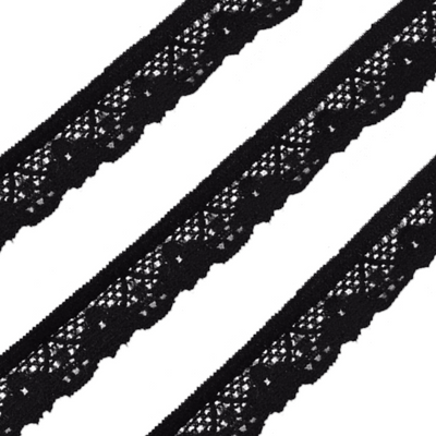 5x Yards Black 14mm Floral Scallop Edge Elastic Lace for Sewing Craft Embellish