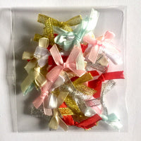 35x Multi Colour Polyester Satin and Metallic Mini Ribbon Bow for Crafts