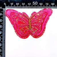 5x Holographic Multi Color Large 3D Butterfly Embroidered Iron On Appliqué Patch