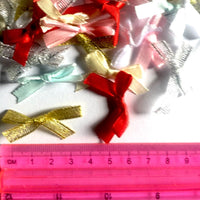 35x Multi Colour Polyester Satin and Metallic Mini Ribbon Bow for Crafts