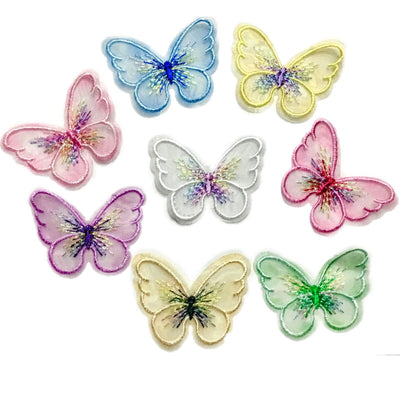 8x Vibrant Colour 40x30mm Butterfly Embroidered Sew-On Glue-On Appliqué Patch