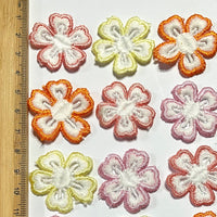 16x Multicolour 30mm Sakura Style Flower Embroidered Sew On Applique Patch