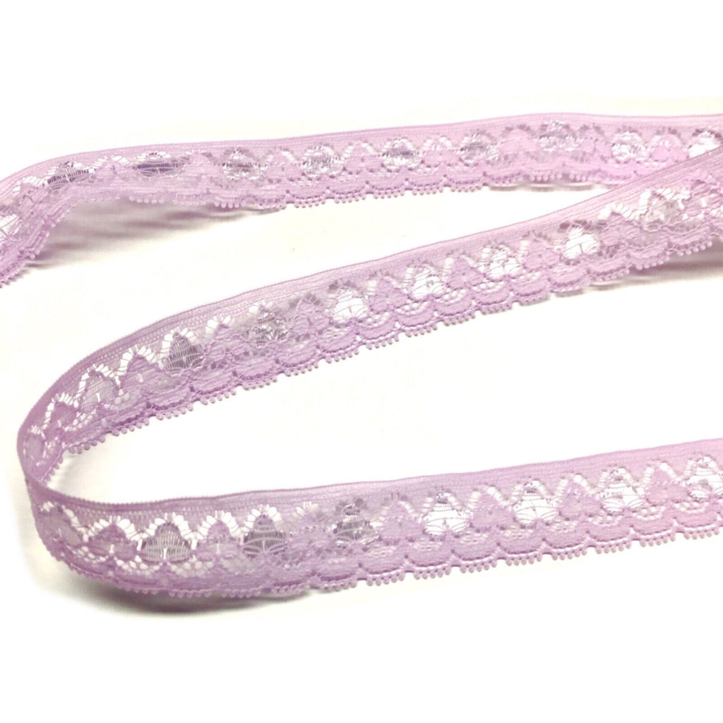 5x Meters 18mm Lilac Polyester Spade Design Lace Trim