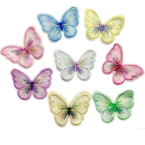 8x Vibrant Colour 60mm Butterfly Embroidered Sew-On Glue-On Appliqué Patch