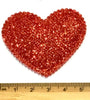 6x Big Red Glitter 50mmx45mm Heart w/ Sponge Inside Sew On Glue On Patch