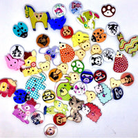 50 pcs Cute Animals Theme Wood Buttons for Sewing and Craft Embellishment