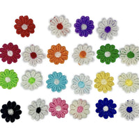 22x Multicoloured Daisy Flower Machine Embroidered 25mm Sew-On Applique Patchi