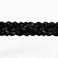 2x Yards 30mm Black Floral Scallop Flower Soft Elasticised Lace Trim