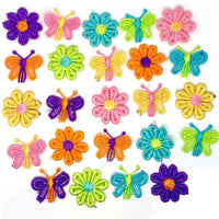 24x Multicolour 25mm Butterflies & Daisy Flower Sew On Applique Patch