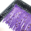 1x Yard Silky Fringing Tassel Trim 90mm Width With Golden Bead Embellishments