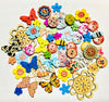 50 pcs Flowers & Butterflies Theme Wood Buttons for Sewing &Craft Embellishment