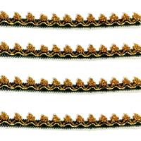 2x Yards Golden Lurex Picot Edge in Dark Green Cord Lace 20mm Trim for Sewing