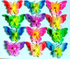 5x Rainbow Colour Large 3D Butterfly w/ Pearl Center Embroidered Applique Patch