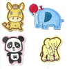 1x Set Panda, Elephants & Donkey Embroidered Iron On Patches Applique