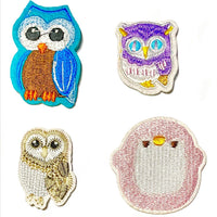 1x Set of Owls and Penguin Embroidered Iron On Patches Applique